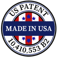 US Patent and Made in USA badge